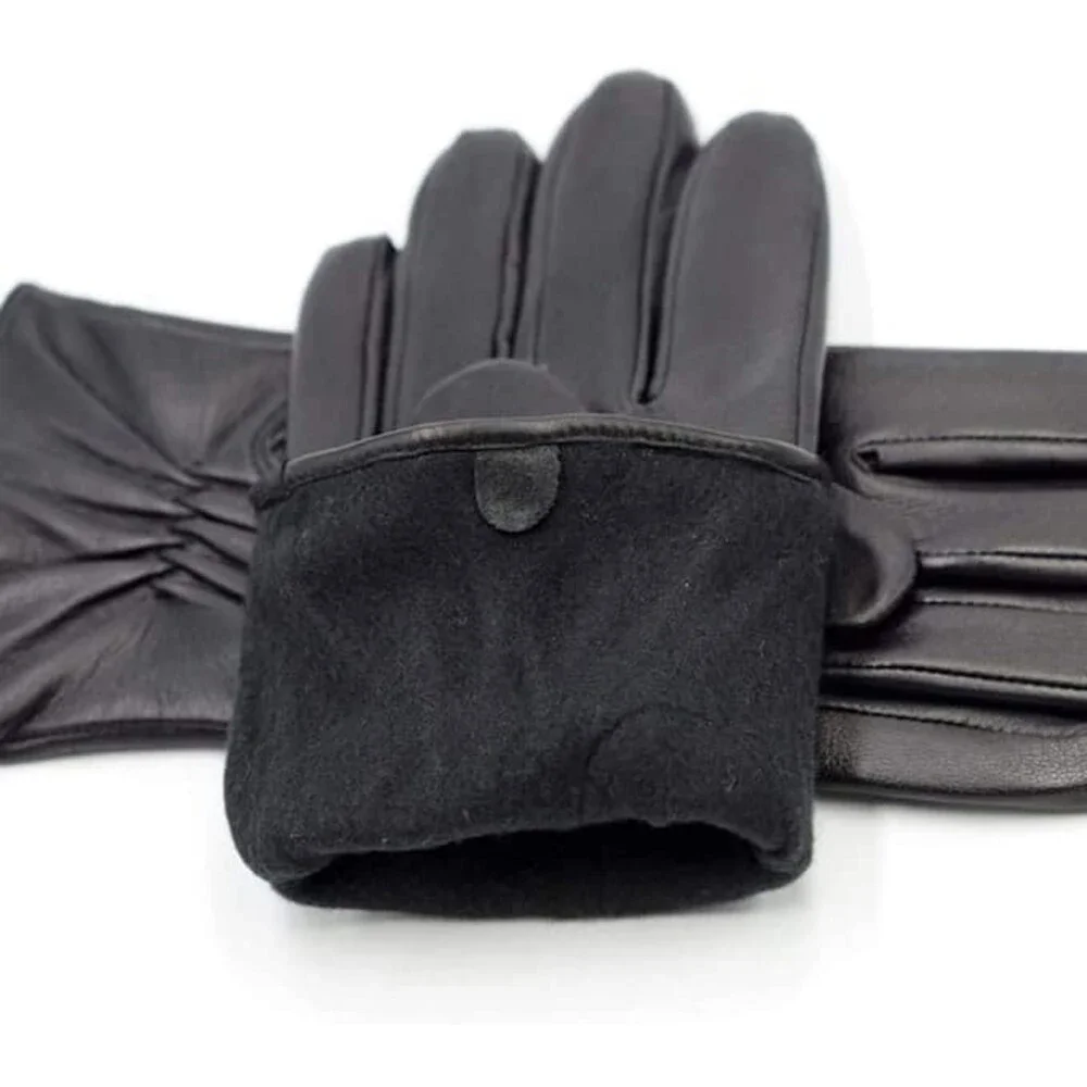 ZLUXURQ Women's Black Luxury Italian Soft Leather Gloves Genuine SMALL-6.5